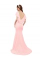 Soft Chiffon Low Back Long V-Neck Pink Mermaid Bridesmaid Dress Plymouth