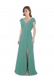 Soft Chiffon V-Back Long V-Neck Icelandic Silver A-Line Formal Dress / Bridesmaid Dress Plymouth