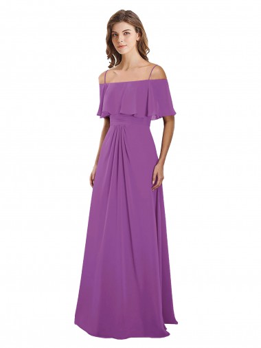 Soft Chiffon Long Off the Shoulder Dahlia A-Line Bridesmaid Dress Plymouth