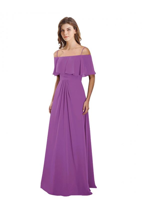 Soft Chiffon Long Off the Shoulder Dahlia A-Line Bridesmaid Dress Plymouth