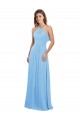 Chiffon Open Back Long Halter Neck Periwinkle A-Line Bridesmaid Dress / Evening Dress Plymouth