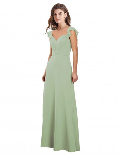 Soft Chiffon Low Back Long Sweetheart Smoke Green A-Line Bridesmaid Dress / Formal Dress Plymouth
