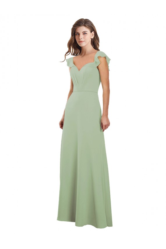 Soft Chiffon Low Back Long Sweetheart Smoke Green A-Line Bridesmaid Dress / Formal Dress Plymouth