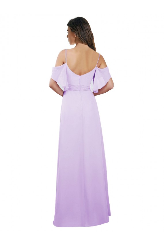 Soft Chiffon Long Off the Shoulder Lilac A-Line Formal Dress / Bridesmaid Dress Plymouth
