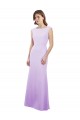 Soft Chiffon Open Back Long Round Neck Column Bridesmaid Dress Plymouth