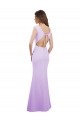 Soft Chiffon Open Back Long Round Neck Column Bridesmaid Dress Plymouth