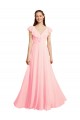 Chiffon V-Back Long V-Neck Pink A-Line Bridesmaid Dress / Evening Gowns Plymouth