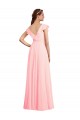 Chiffon V-Back Long V-Neck Pink A-Line Bridesmaid Dress / Evening Gowns Plymouth