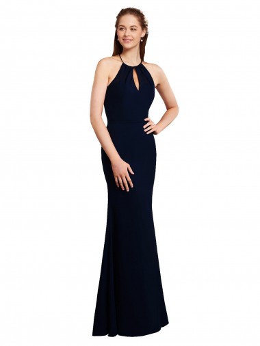 Soft Chiffon Criss Cross Open Back Long Halter Neck Mermaid Bridesmaid Dress Plymouth