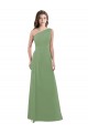 Soft Chiffon Long One Shoulder Seagrass A-Line Bridesmaid Dress Plymouth