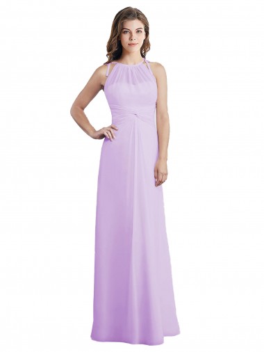 Soft Chiffon Keyhole Back Long Halter Neck A-Line Bridesmaid Dress / Formal Dress Plymouth