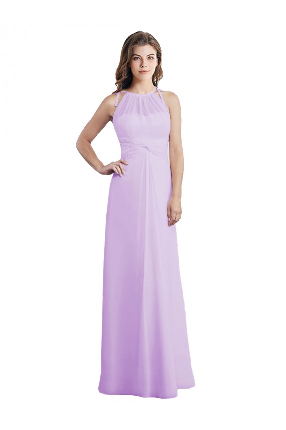 Soft Chiffon Keyhole Back Long Halter Neck A-Line Bridesmaid Dress / Formal Dress Plymouth