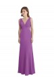 Soft Chiffon Low Back Long V-Neck Dahlia A-Line Bridesmaid Dress Plymouth