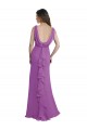 Soft Chiffon Low Back Long V-Neck Dahlia A-Line Bridesmaid Dress Plymouth