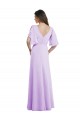 Soft Chiffon V-Back Long V-Neck Lilac A-Line Bridesmaid Dress Plymouth