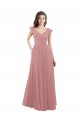 Soft Chiffon V-Back Long V-Neck Dusty Pink A-Line Bridesmaid Dress Plymouth