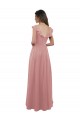 Soft Chiffon V-Back Long V-Neck Dusty Pink A-Line Bridesmaid Dress Plymouth