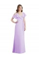 Soft Chiffon V-Back Long V-Neck Lilac A-Line Bridesmaid Dresses Plymouth