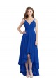 Soft Chiffon Open Back Long Spaghetti Straps Royal Blue A-Line High Low Bridesmaid Dress Plymouth