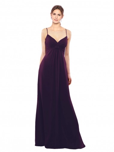 Soft Chiffon Criss Cross Open Back Long Spaghetti Straps A-Line Formal Dress / Bridesmaid Dress Plymouth
