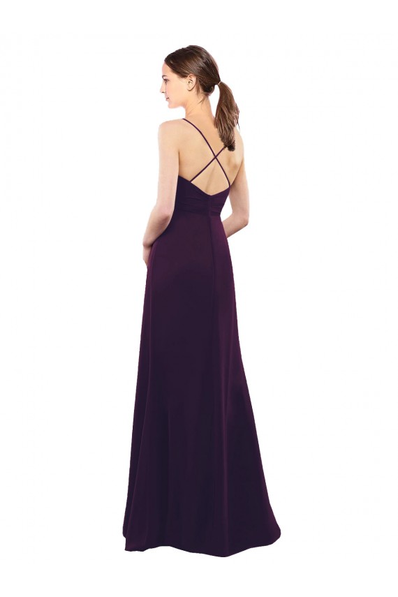 Soft Chiffon Criss Cross Open Back Long Spaghetti Straps A-Line Formal Dress / Bridesmaid Dress Plymouth