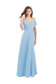 Soft Chiffon Low Back Cold Shoulder Spaghetti Straps Light Sky Blue A-Line Bridesmaid Dress Plymouth