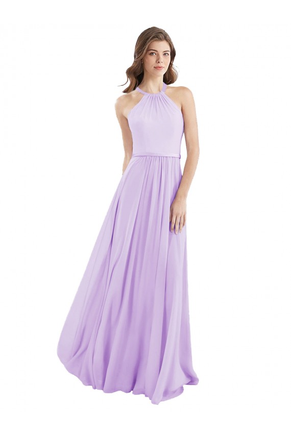 Chiffon Long Halter Neck Lilac A-Line Bridesmaid Dress / Evening Dress Plymouth