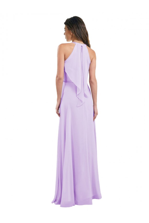 Chiffon Long Halter Neck Lilac A-Line Bridesmaid Dress / Evening Dress Plymouth