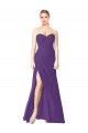 Soft Chiffon Low Back Long Sweetheart Plum Purple A-Line Bridesmaid Dress Plymouth