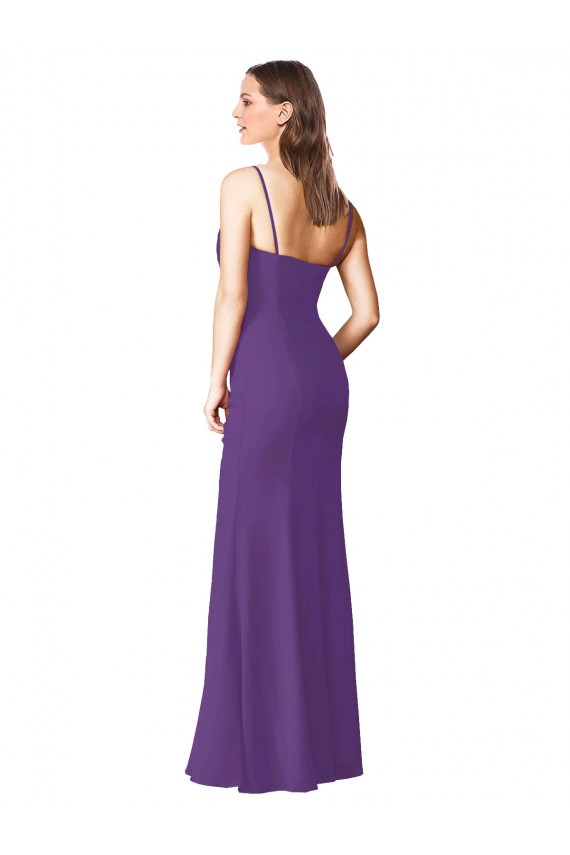 Soft Chiffon Low Back Long Sweetheart Plum Purple A-Line Bridesmaid Dress Plymouth