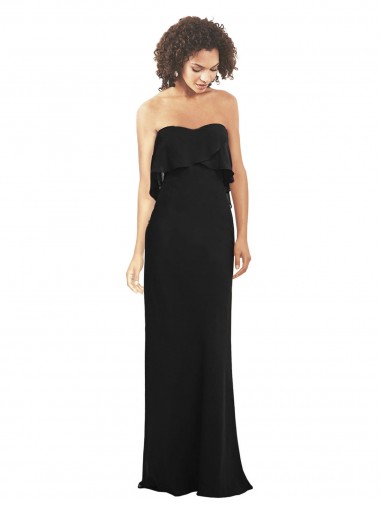 Soft Chiffon Long Sweetheart Black Sheath Bridesmaid Dress Plymouth