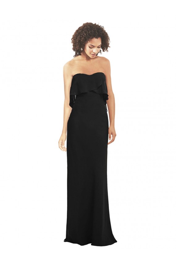 Soft Chiffon Long Sweetheart Black Sheath Bridesmaid Dress Plymouth