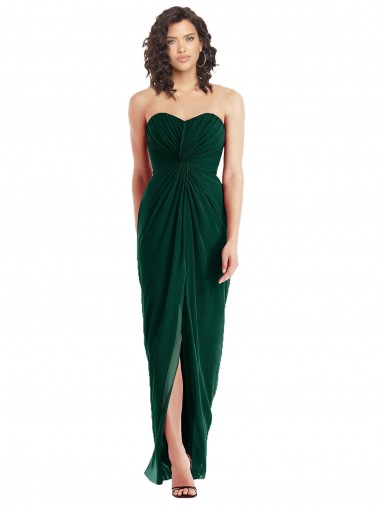 Soft Chiffon Low Back Long Sweetheart Ever Green A-Line Bridesmaid Dress Plymouth