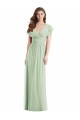 Soft Chiffon Open Back Long V-Neck Sage Trumpet Bridesmaid Dress Plymouth