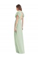 Soft Chiffon Open Back Long V-Neck Sage Trumpet Bridesmaid Dress Plymouth