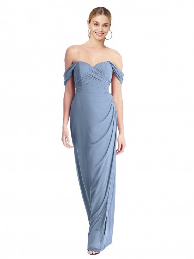 Soft Chiffon Low Back Long Off the Shoulder Mermaid Semi Formal Evening Dress / Bridesmaid Dress Plymouth