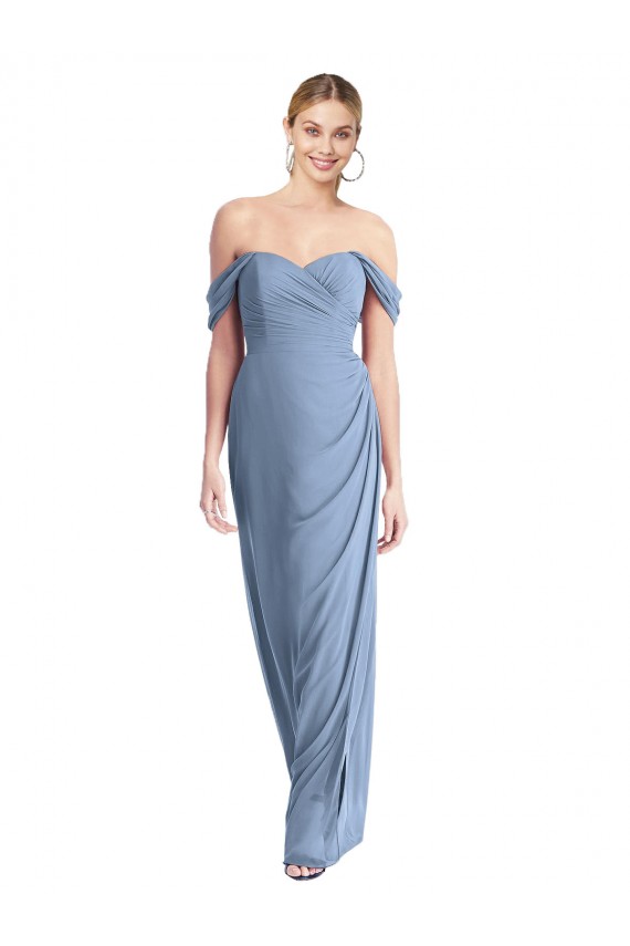 Soft Chiffon Low Back Long Off the Shoulder Mermaid Semi Formal Evening Dress / Bridesmaid Dress Plymouth