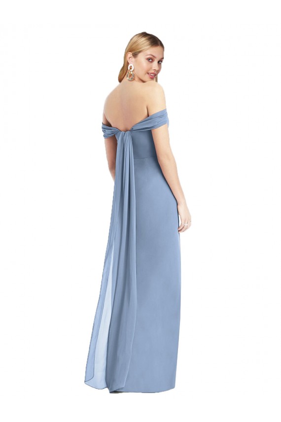 Soft Chiffon Low Back Long Off the Shoulder Mermaid Semi Formal Evening Dress / Bridesmaid Dress Plymouth