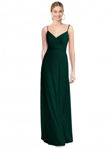 Soft Chiffon Low Back Long Spaghetti Straps Ever Green A-Line Bridesmaid Dress Plymouth