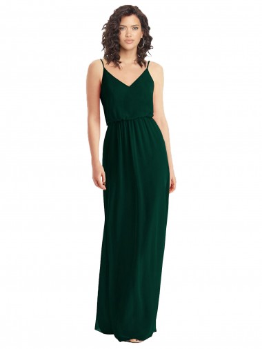 Soft Chiffon Low Back Long V-Neck A-Line Semi Formal Evening Dress / Bridesmaid Dress Plymouth