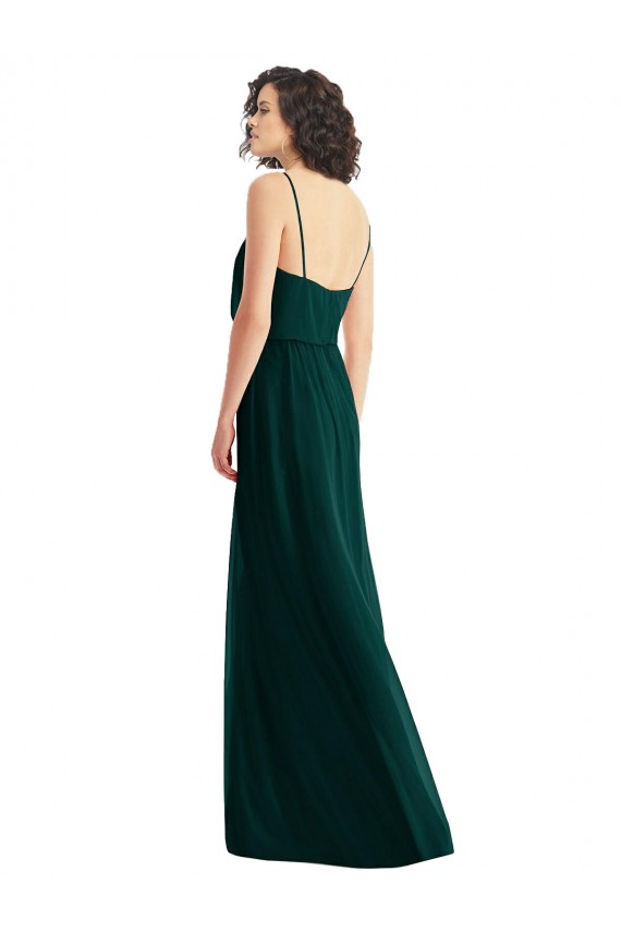 Soft Chiffon Low Back Long V-Neck A-Line Semi Formal Evening Dress / Bridesmaid Dress Plymouth