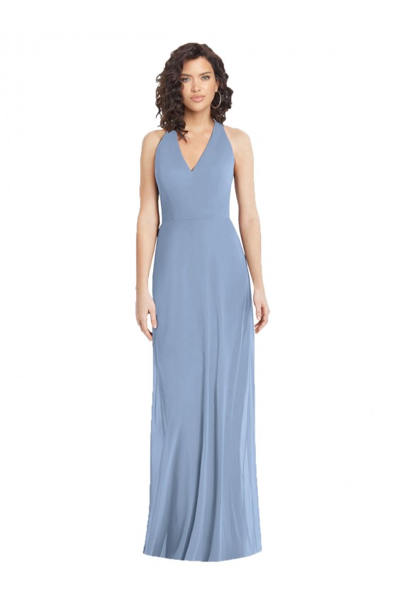 Soft Chiffon Open Back Long Halter Neck Trumpet Formal Evening Gown / Bridesmaid Dress Plymouth
