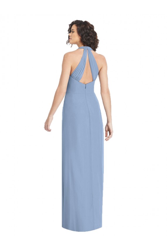 Soft Chiffon Open Back Long Halter Neck Trumpet Formal Evening Gown / Bridesmaid Dress Plymouth