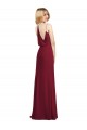 Soft Chiffon Long V-Neck Burgundy A-Line Formal Dress / Bridesmaid Dress Plymouth