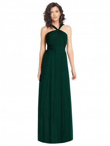 Soft Chiffon Long Halter Neck Ever Green A-Line Bridesmaid Dress Plymouth