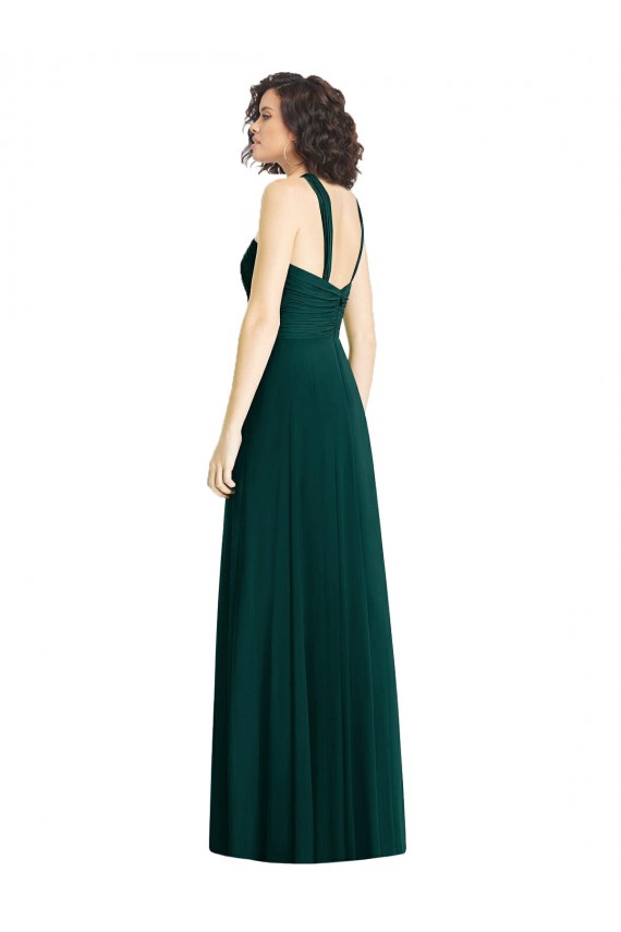 Soft Chiffon Long Halter Neck Ever Green A-Line Bridesmaid Dress Plymouth