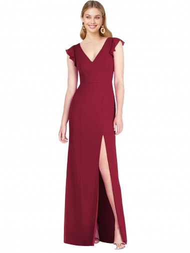 Soft Chiffon Tie Back Long V-Neck Mermaid Bridesmaid Dress Plymouth