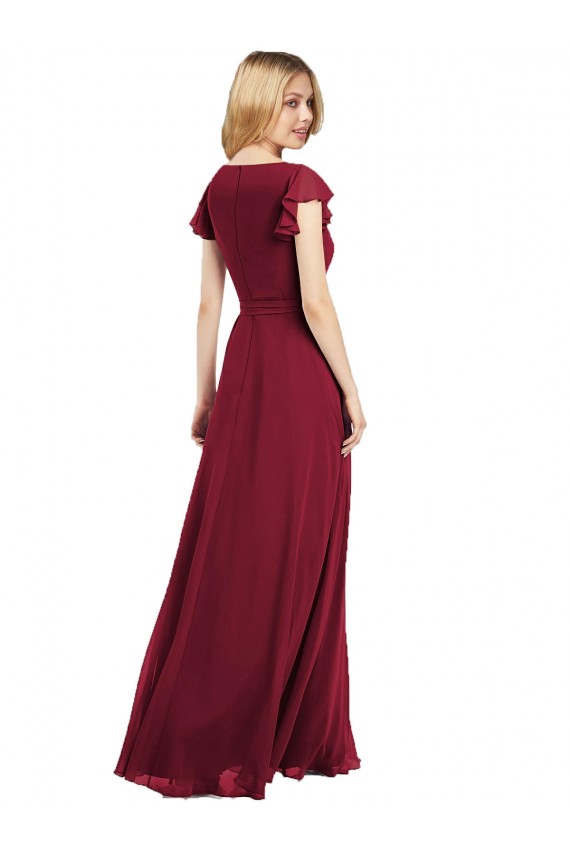 Lxue Chiffon Long V-Neck A-Line Bridesmaid Dress Plymouth