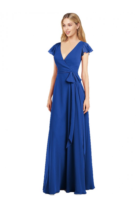 Lxue Chiffon Long V-Neck A-Line Bridesmaid Dress Plymouth