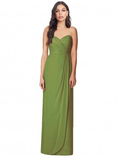 Soft Chiffon Long Sweetheart Olive Green Trumpet Bridesmaid Dress Plymouth